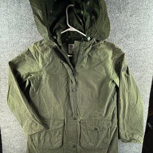 Barbour Updrift Lightweight 4oz Wax Waxed Jacket Women Full Zip Green Hooded 6
